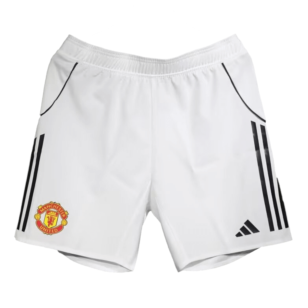 Authentic Manchester United Home Soccer Shorts 25/26 White