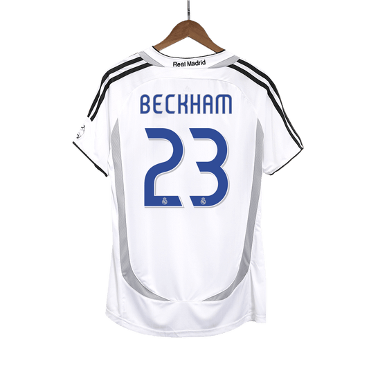 Real Madrid Retro Jersey Custom BECKHAM #23 Soccer Jersey Home 2006/07