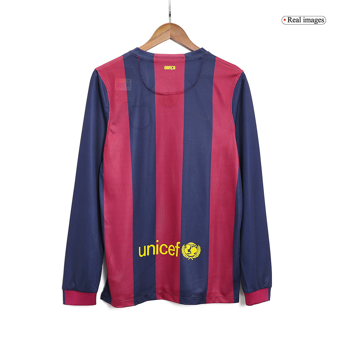 Retro 2014/15 Barcelona Home Long Sleeve Soccer Jersey