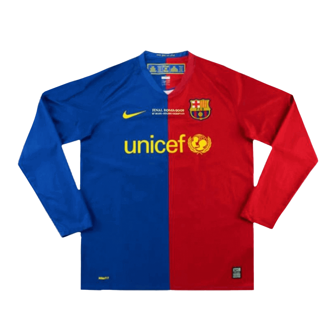 Retro MESSI #10 2008/09 Barcelona Home Long Sleeve Soccer Jersey - UCL Final