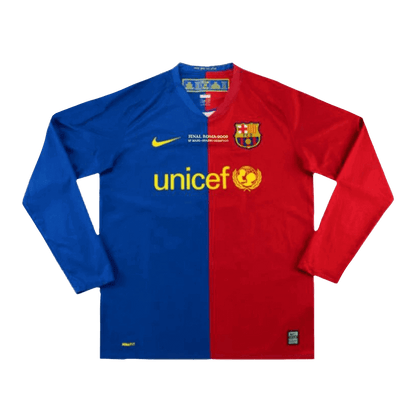 Retro MESSI #10 2008/09 Barcelona Home Long Sleeve Soccer Jersey - UCL Final