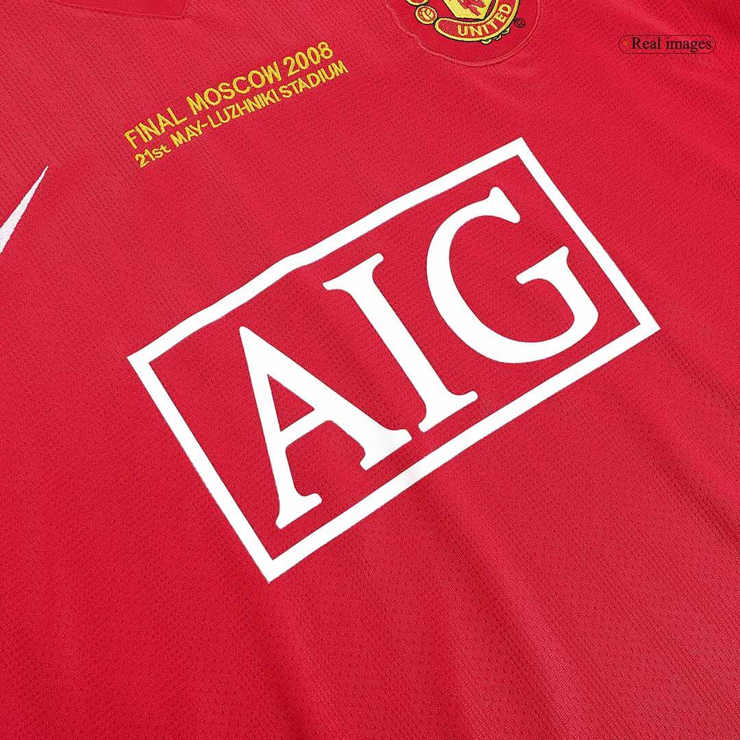 Retro 2007/08 Manchester United Champion League Home Long Sleeve Soccer Jersey - UCL Final