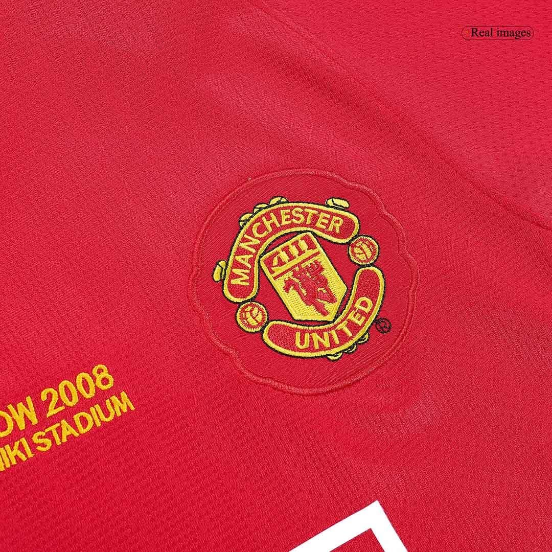 Retro 2007/08 Manchester United Champion League Home Long Sleeve Soccer Jersey - UCL Final