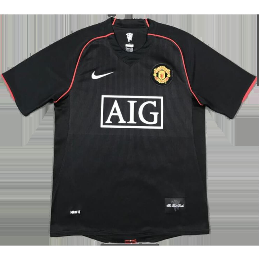 Retro RONALDO #7 2007/08 Manchester United Away Soccer Jersey Black