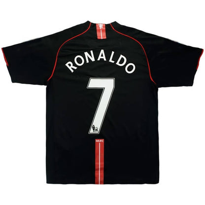 Retro RONALDO #7 2007/08 Manchester United Away Soccer Jersey Black