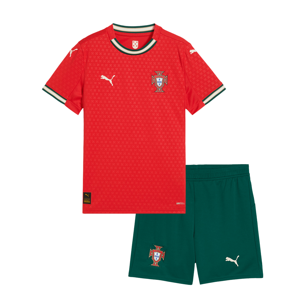 Kid's Portugal Home Soccer Jersey Kit(Jersey+Shorts) 2025