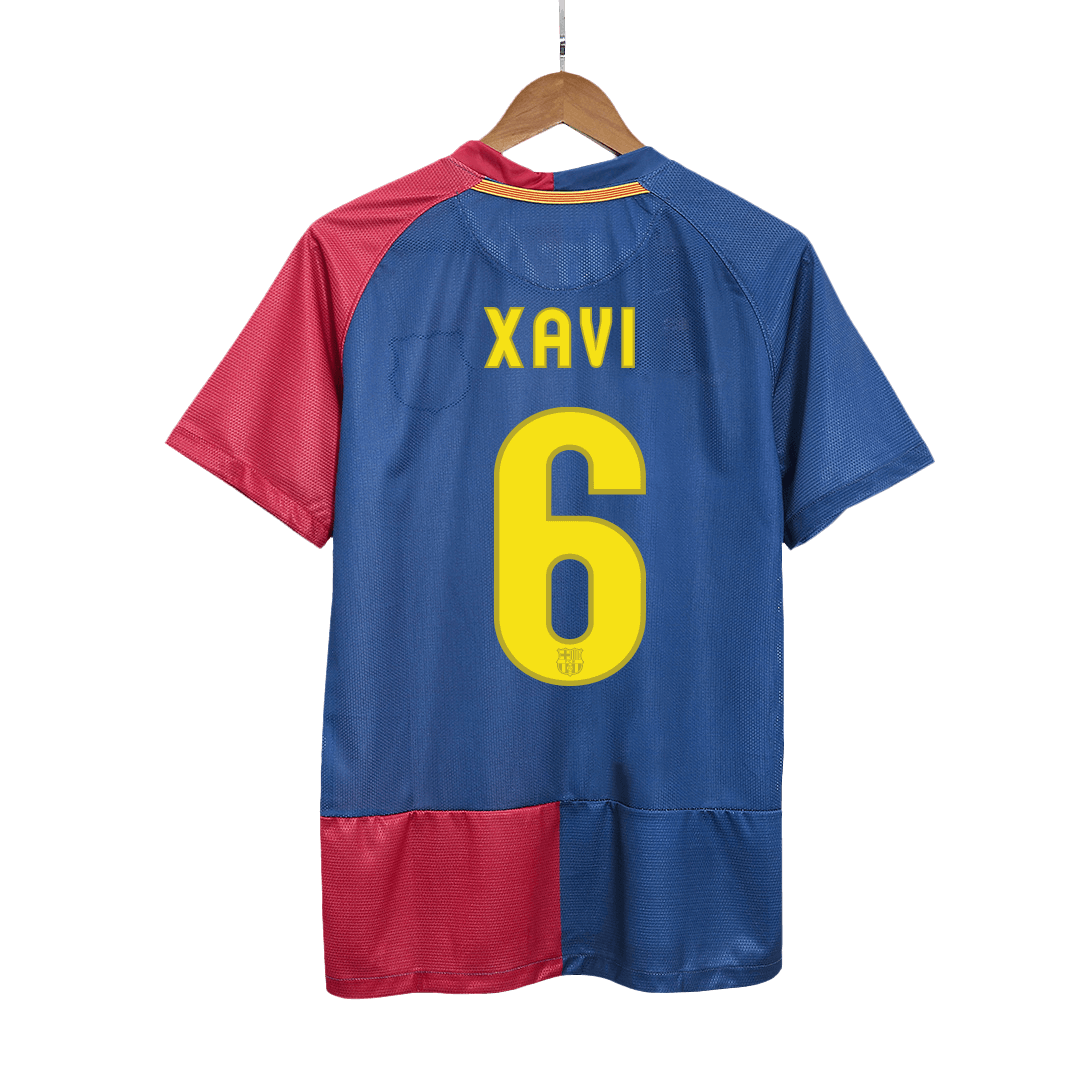 Barcelona Retro Jersey Custom XAVI #6 Soccer Jersey Home 2008/09 UCL Final