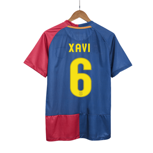 Barcelona Retro Jersey Custom XAVI #6 Soccer Jersey Home 2008/09 UCL Final