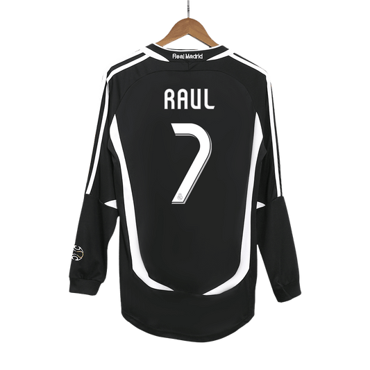 Real Madrid Retro Jersey Custom RAUL #7 Soccer Long Sleeve Jersey Away 2006/07