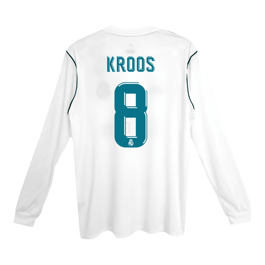 Real Madrid Retro Jersey Custom KROOS #8 Soccer Long Sleeve Jersey Home 2017/18