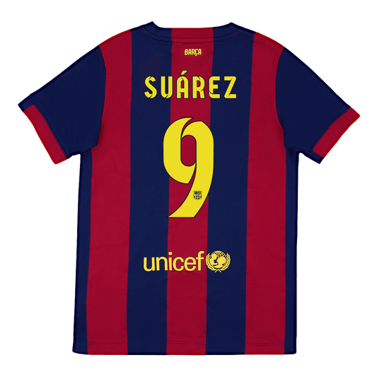 Barcelona Retro Jersey Custom SUÁREZ #9 Soccer Jersey Home 2014/15