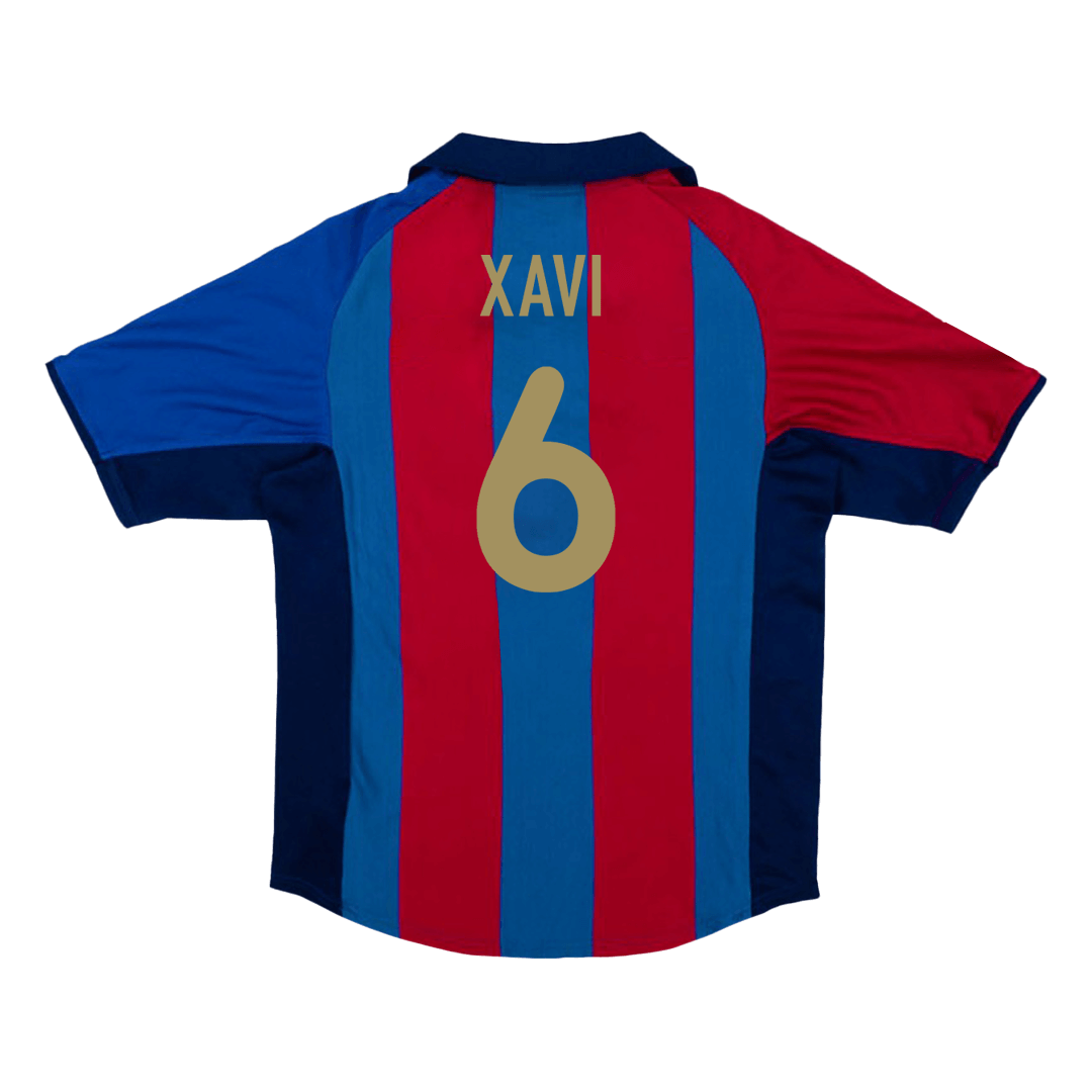 Barcelona Retro Jersey Custom XAVI #6 Soccer Jersey Home 2001/02