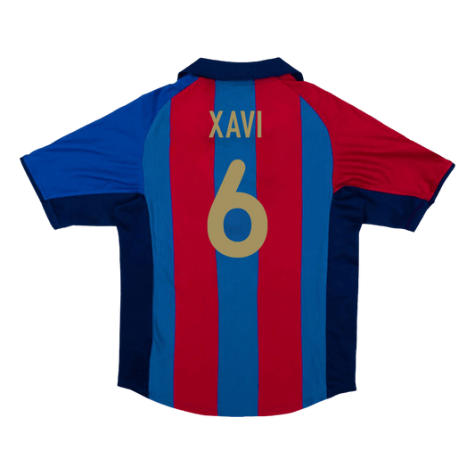 Barcelona Retro Jersey Custom XAVI #6 Soccer Jersey Home 2001/02