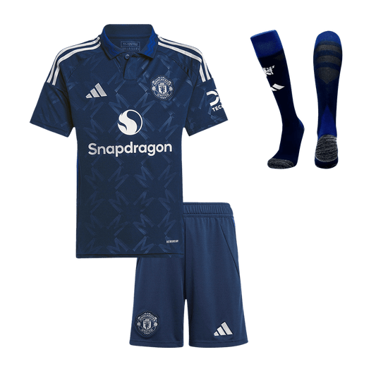 Kid's Manchester United Away Soccer Jersey Kit (Shirt+Shorts+Socks) 2024/25