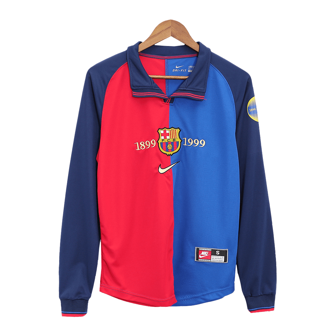 Retro 1999/00 Barcelona Home Long Sleeve Soccer Jersey