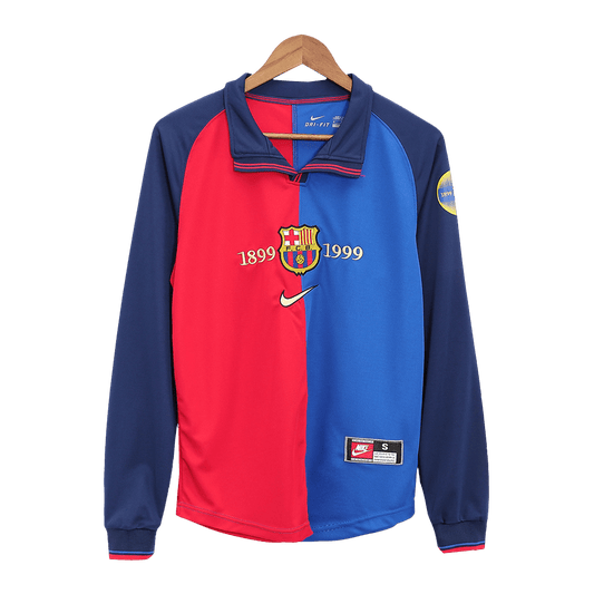 Retro 1999/00 Barcelona Home Long Sleeve Soccer Jersey