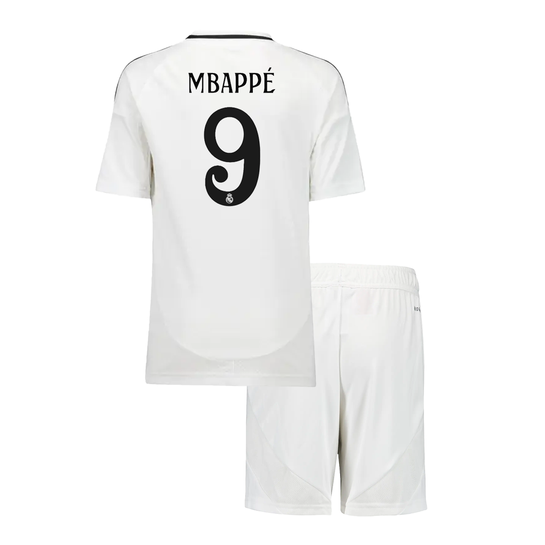 MBAPPE #9 Kid's Real Madrid Home Soccer Jersey Kit (Shirt+Shorts) 2024/25