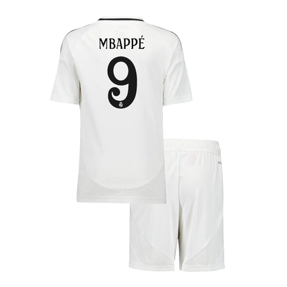 MBAPPE #9 Kid's Real Madrid Home Soccer Jersey Kit (Shirt+Shorts) 2024/25