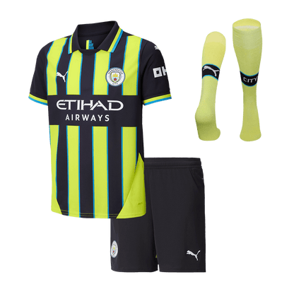 Kid's Manchester City Away Soccer Jersey Kit(Shirt+Shorts+Socks) 2024/25