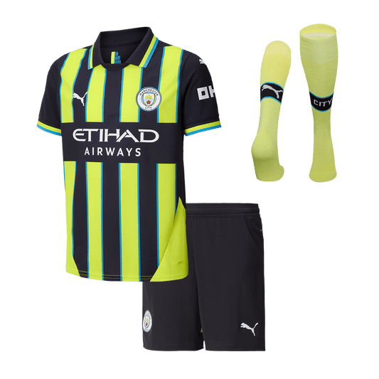 Kid's Manchester City Away Soccer Jersey Kit(Shirt+Shorts+Socks) 2024/25