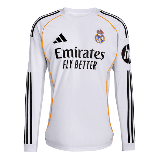 Real Madrid Long Sleeve Jersey Home Football Shirt 2025/26