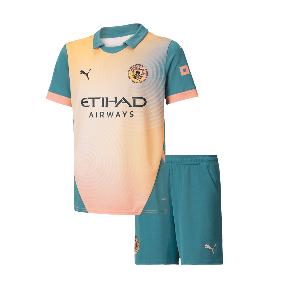 Kid's Manchester City Fourth Away Soccer Jersey Kit(Shirt+Shorts) 2024/25