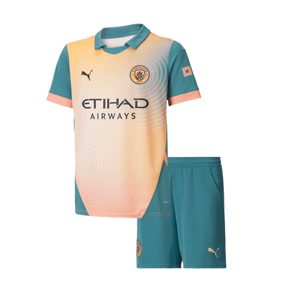 Kid's Manchester City Fourth Away Soccer Jersey Kit(Shirt+Shorts) 2024/25