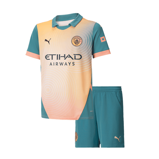 Kid's Manchester City Fourth Away Soccer Jersey Kit(Shirt+Shorts) 2024/25