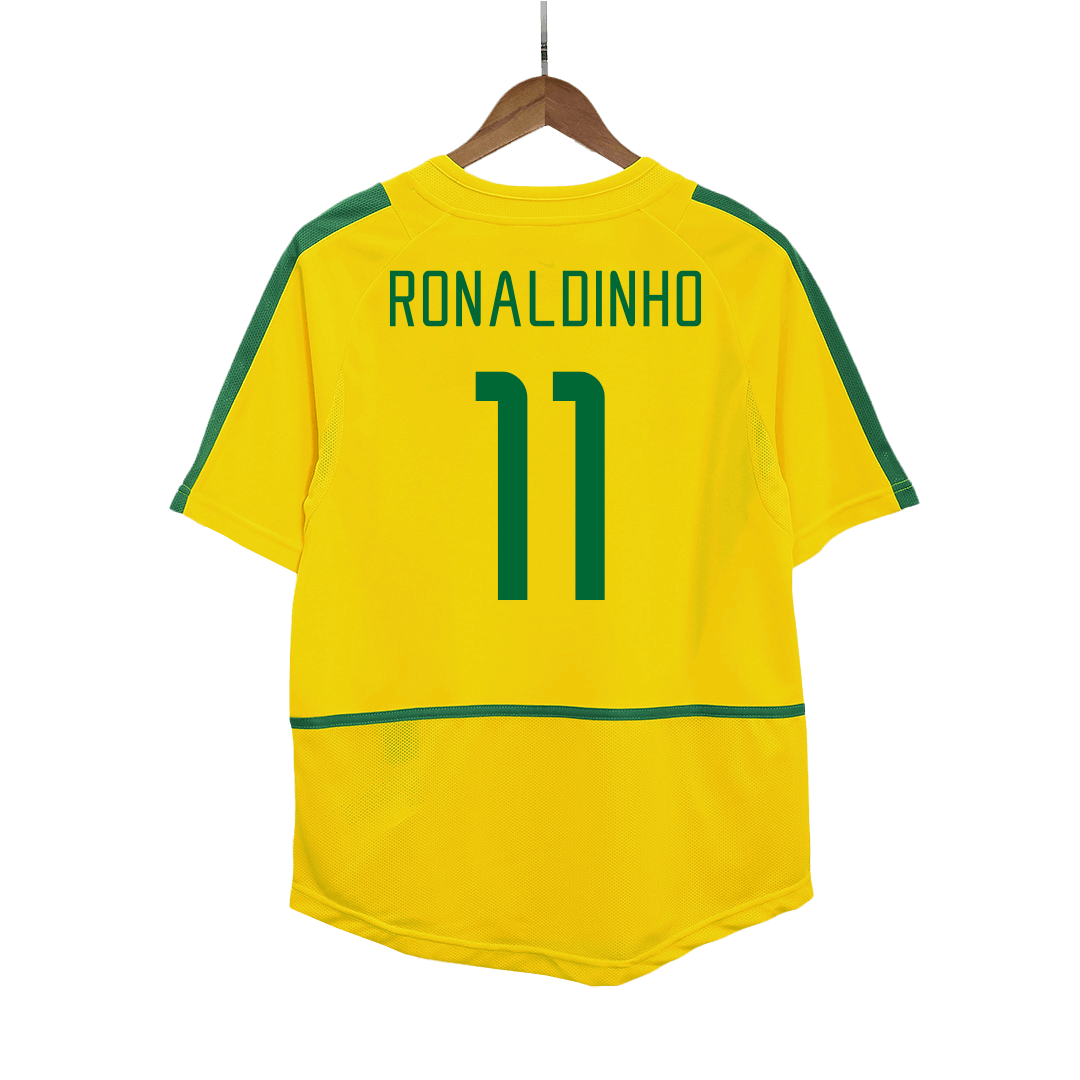 RONALDINHO #11 2002/2003 Brazil Home Retro Jersey Yellow