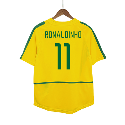 RONALDINHO #11 2002/2003 Brazil Home Retro Jersey Yellow