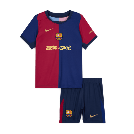Kids Barcelona X Travis Scott Custom Home Soccer Kits 2024/25