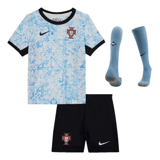 Kid's Portugal Away Soccer Jersey Kit(Jersey+Shorts+Socks) Euro 2024