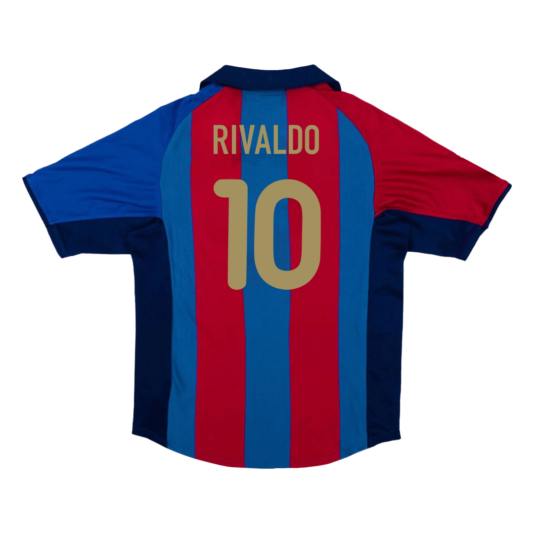Barcelona Retro Jersey Custom RIVALDO #10 Soccer Jersey Home 2001/02