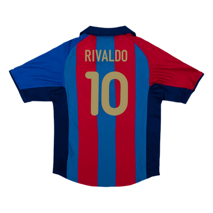 Barcelona Retro Jersey Custom RIVALDO #10 Soccer Jersey Home 2001/02