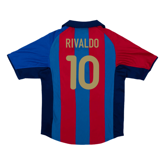 Barcelona Retro Jersey Custom RIVALDO #10 Soccer Jersey Home 2001/02
