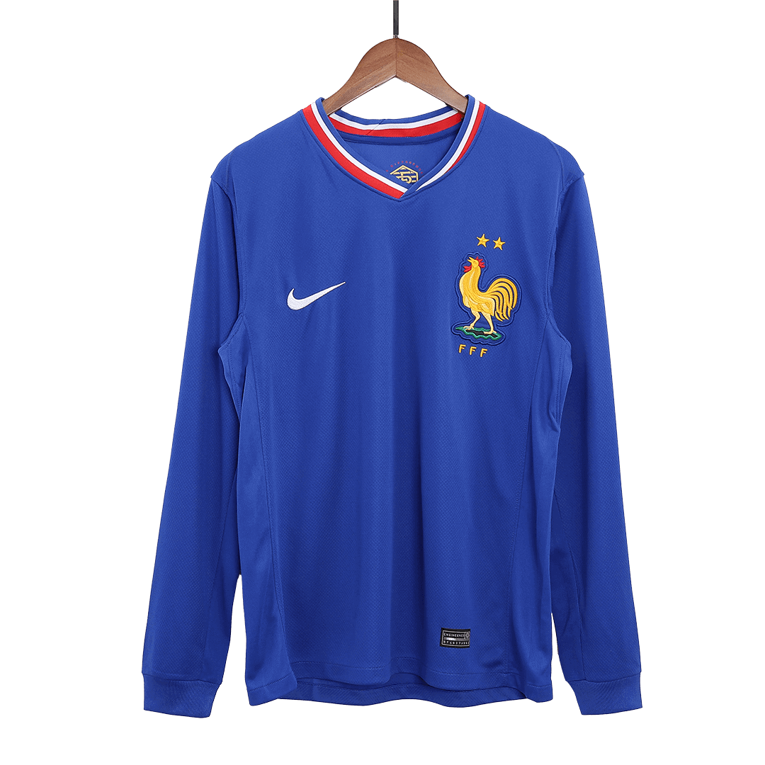 France Home Long Sleeve Soccer Jersey Euro 2024